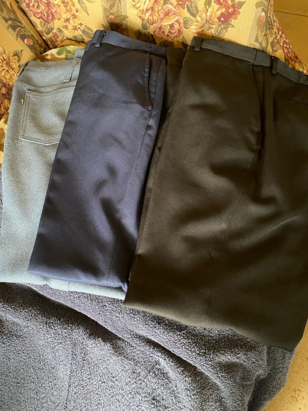 Men’s Three Classic Dress Pants - Black, Navy, Light Gray size 36x30